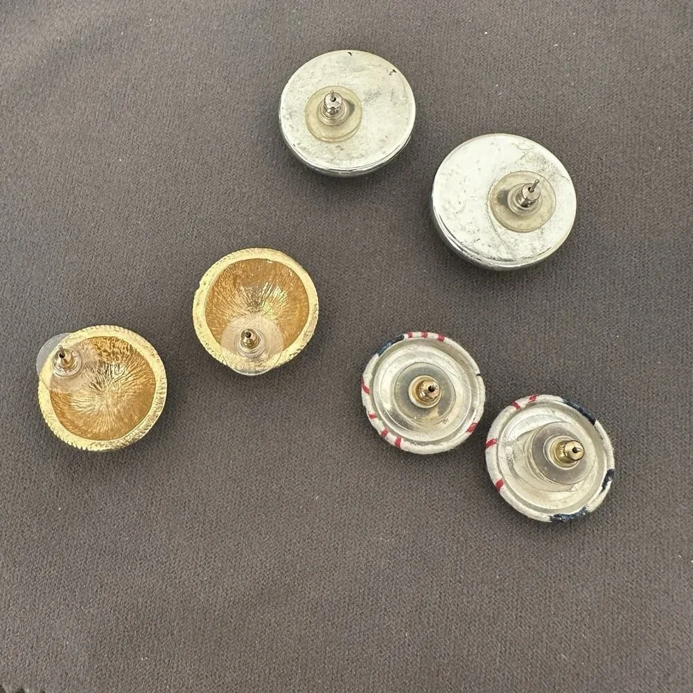 Lot 3 Pairs Mixed Vintage Earrings Multicolor Round Post‎ Stud Fashion Button
